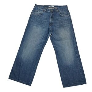 Mavi Max Jeans Men's 34x27 Blue Wide Leg Baggy Y2K Whiskers Denim Pants